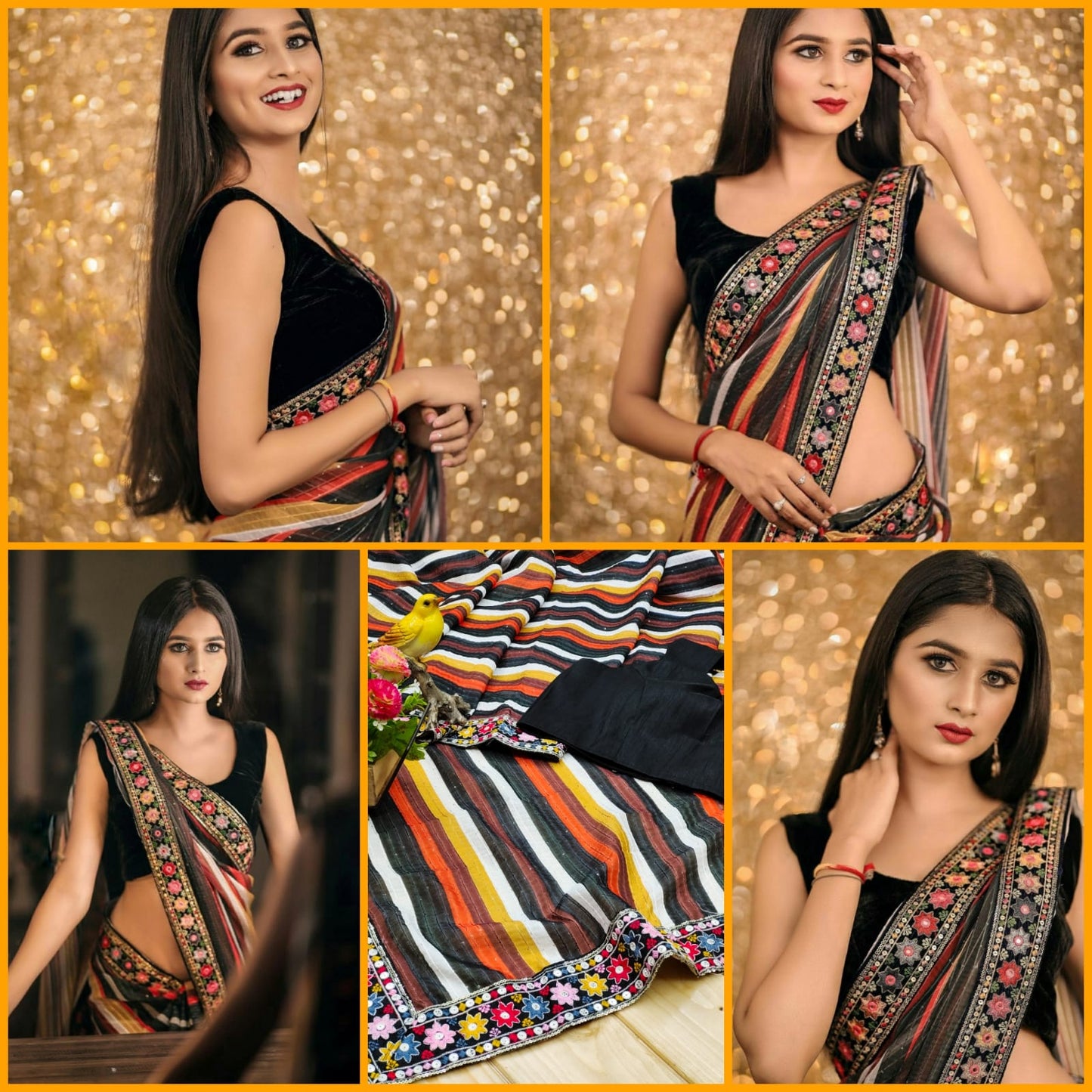 Cross Check Sequence saree