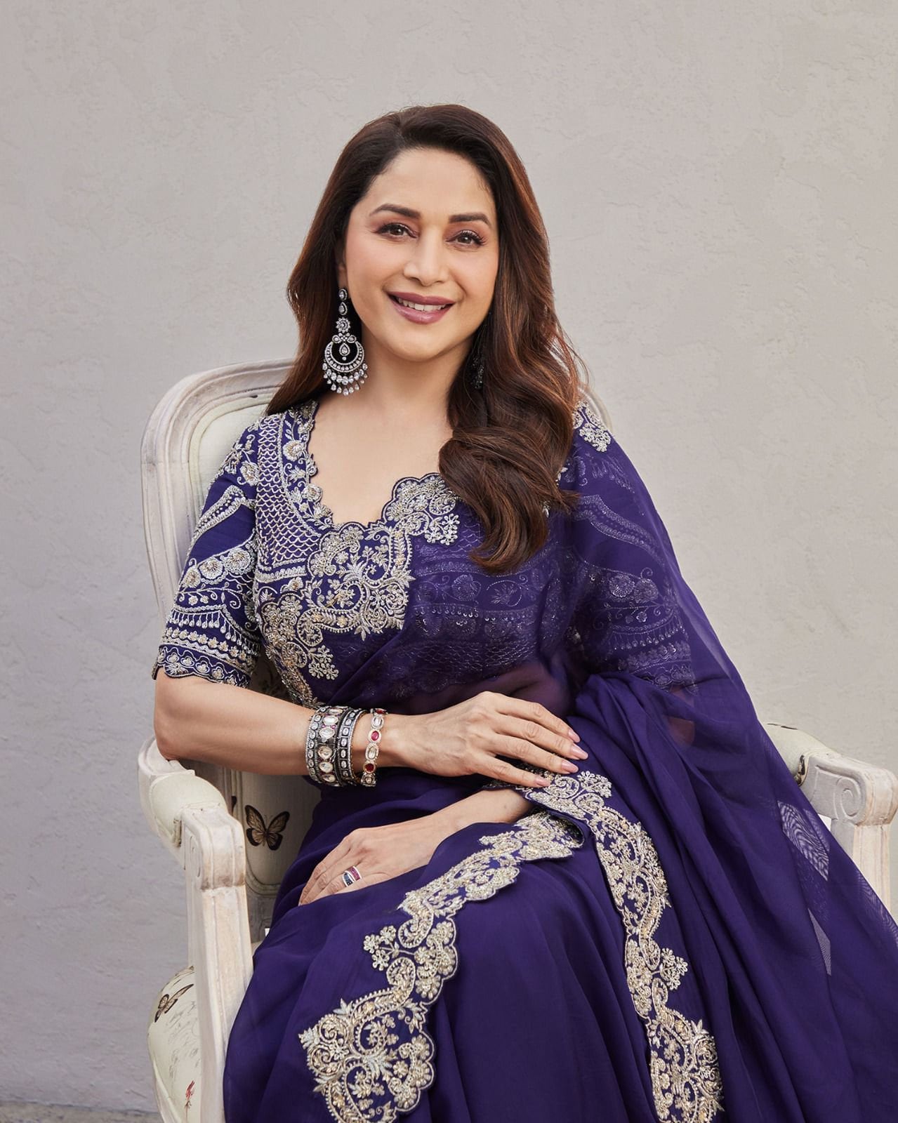 Beautiful Madhuri Dixit Blue Saree, Designer Saree, Indian Wedding Reception PartyWear Saree, Sari For Women, UK, USA, Canada