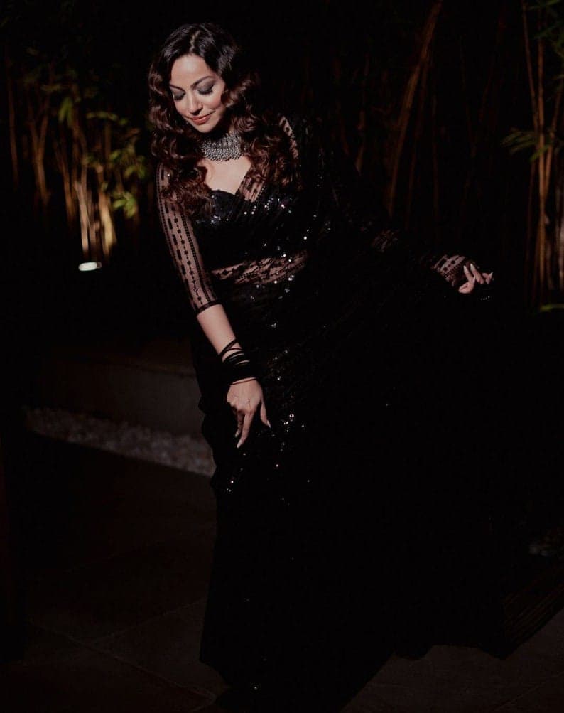 Black Color Mono Net With Designer Sequence Embroidery Work Saree Party Wear Saree Ready To wear Indian Wedding Saree Deasigner Blouse Saree