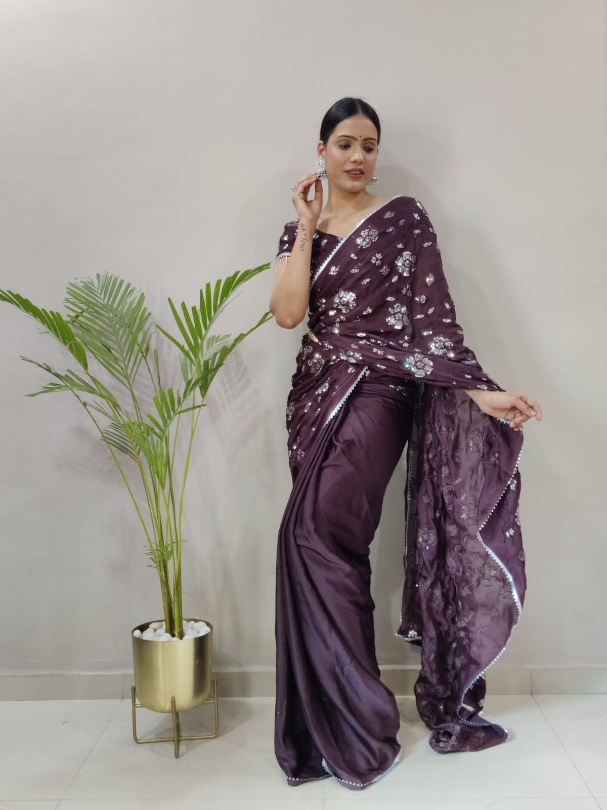 Indian|Pakistani Festival Women Red saree Embroidery Work Black Saree| Bollywood Black saree Kadva technique Beautiful Black Saree For Women