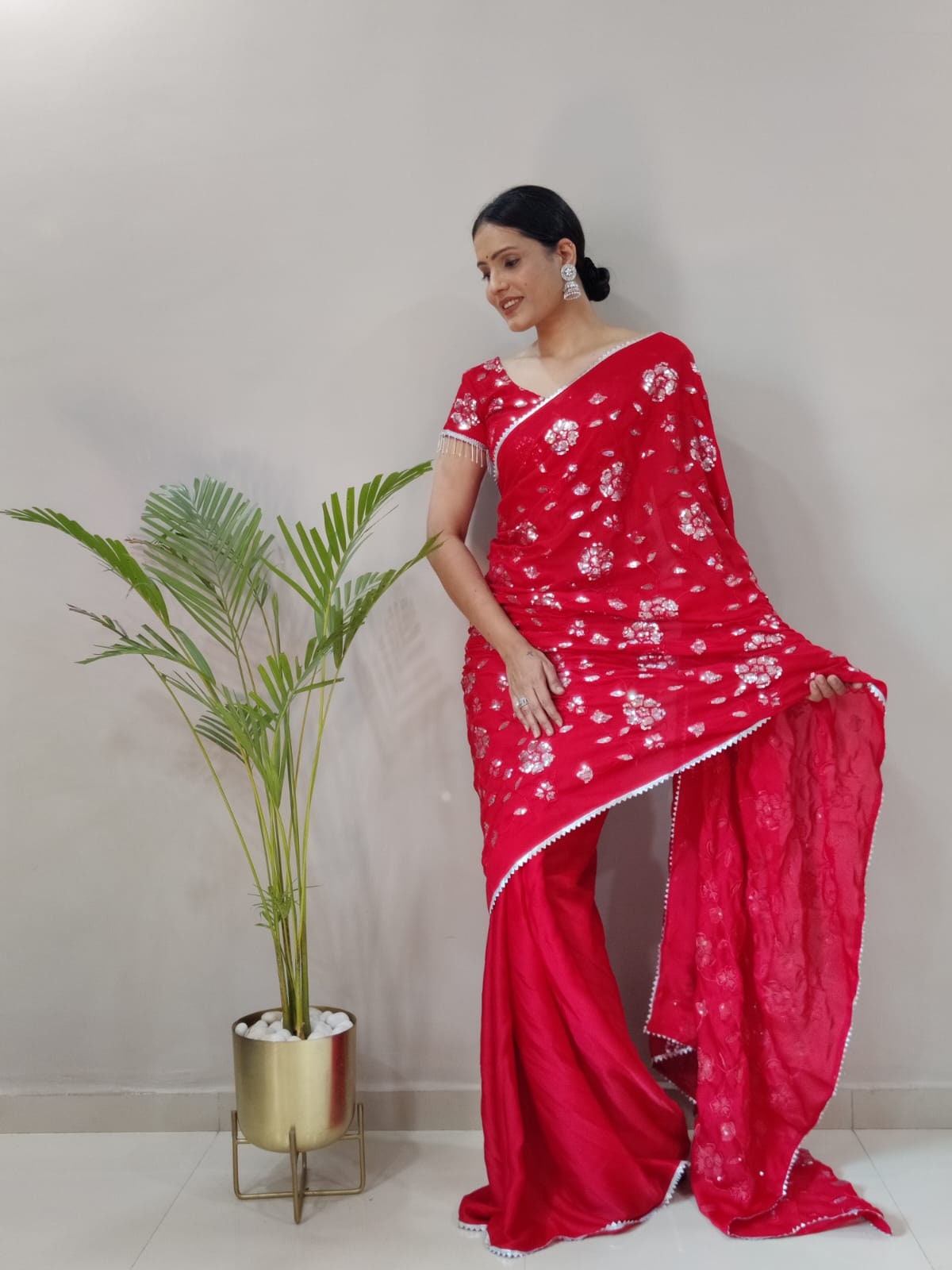 Indian|Pakistani Festival Women Red saree Embroidery Work Black Saree| Bollywood Black saree Kadva technique Beautiful Black Saree For Women