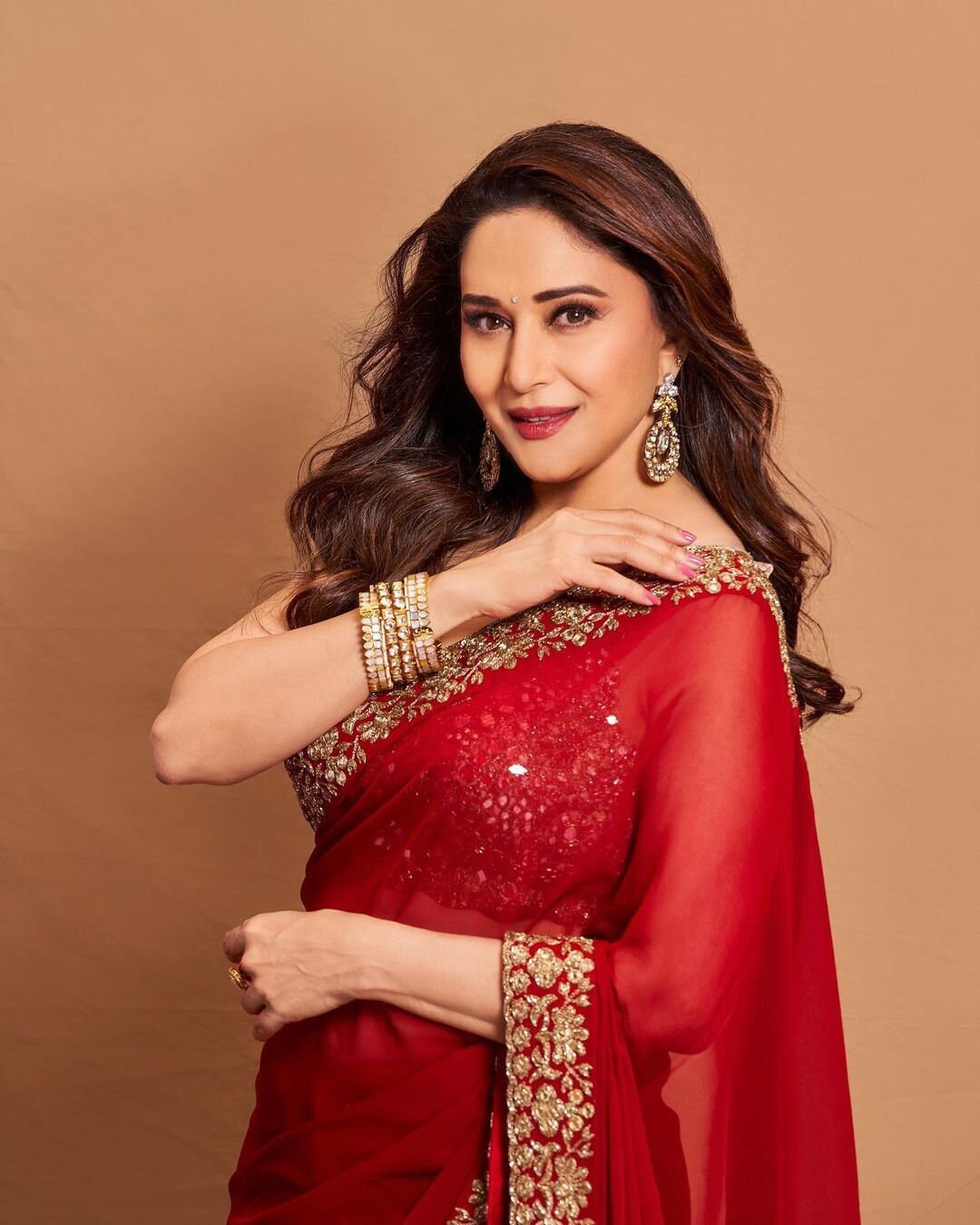 Beautiful georgette saree with stitched blouse Ready To Wear Georgette Red Colour special Wedding saree