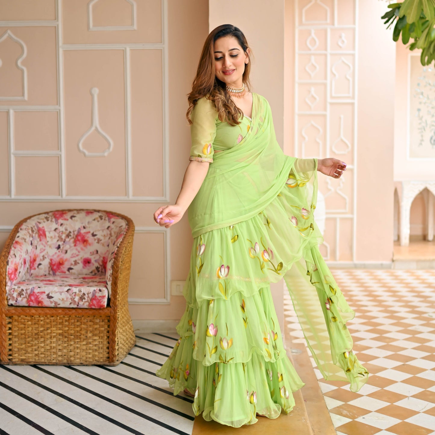 Paradise Green Draped Saree with Blouse