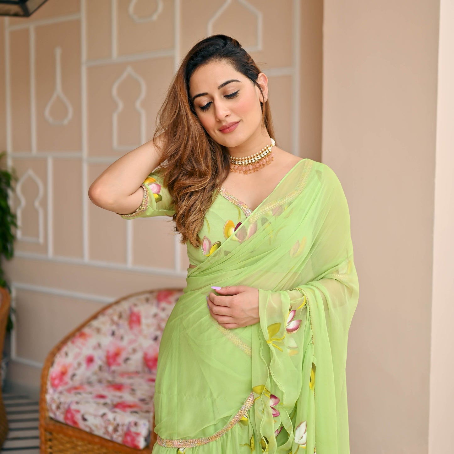 Paradise Green Draped Saree with Blouse