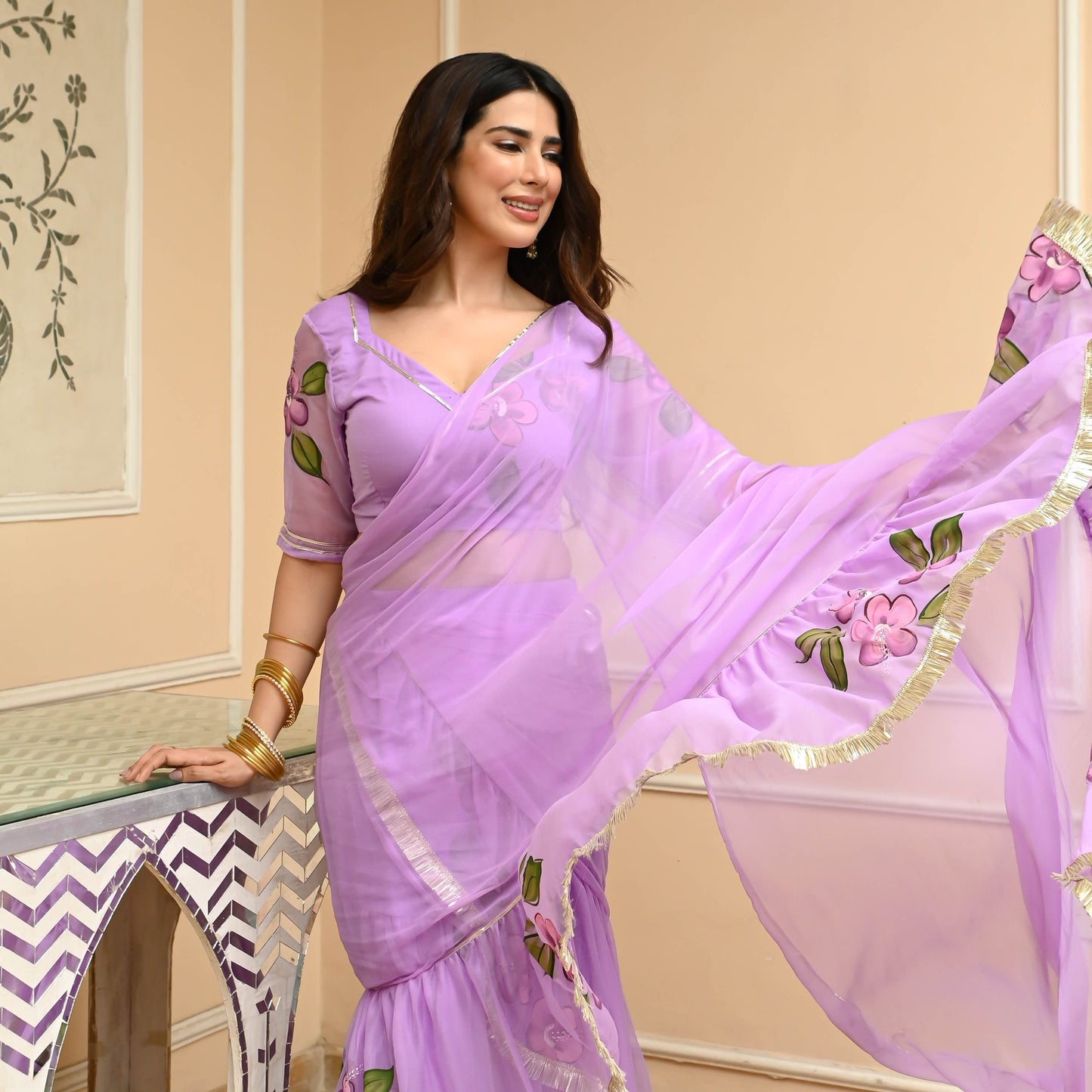 Orchid Draped Saree with Blouse