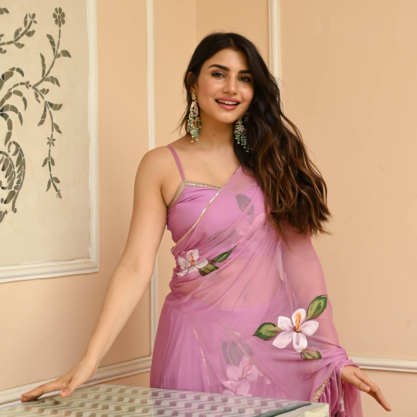 Pastel Draped Saree with Blouse