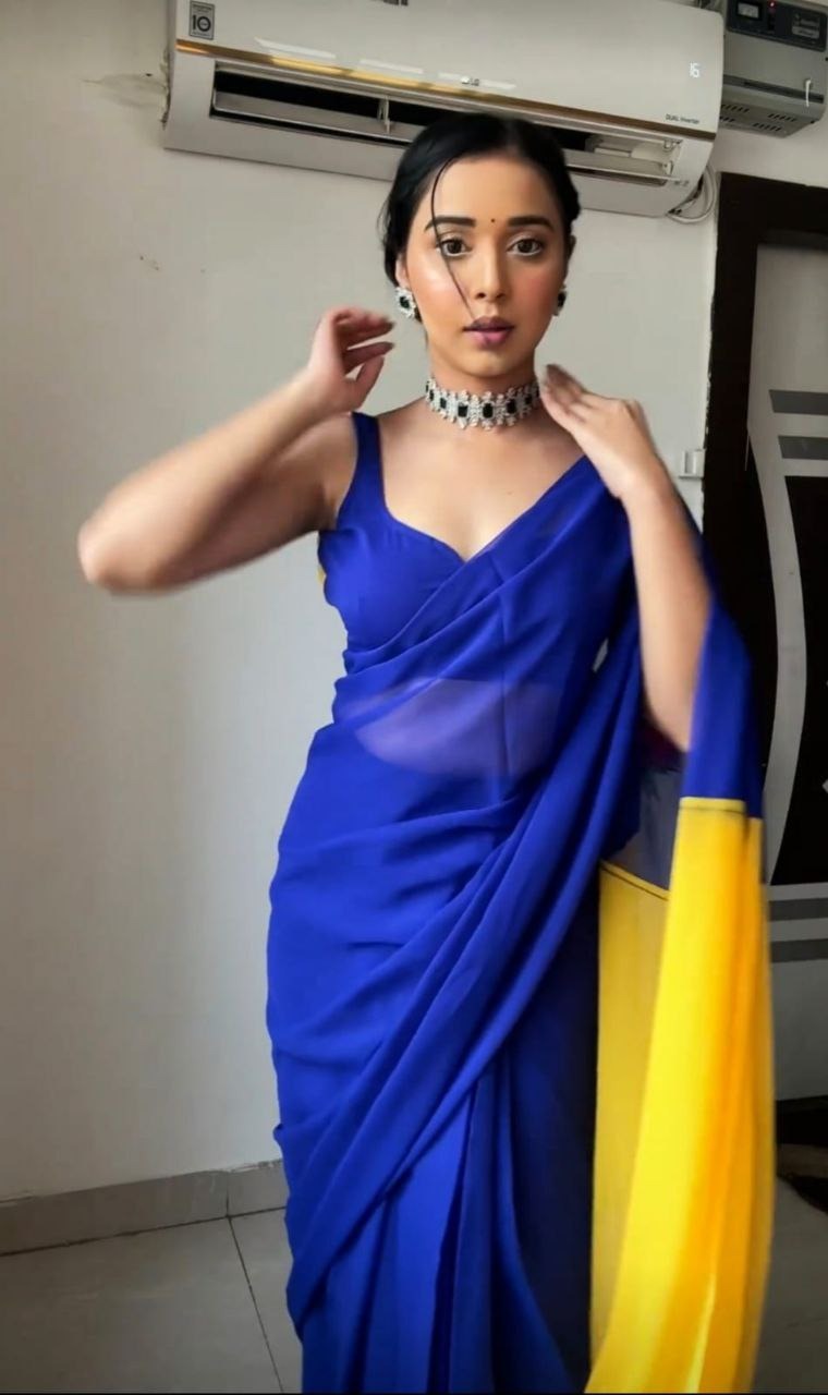 Presenting You Most Beautiful Latest Ready To Wear Blue & Yellow Saree