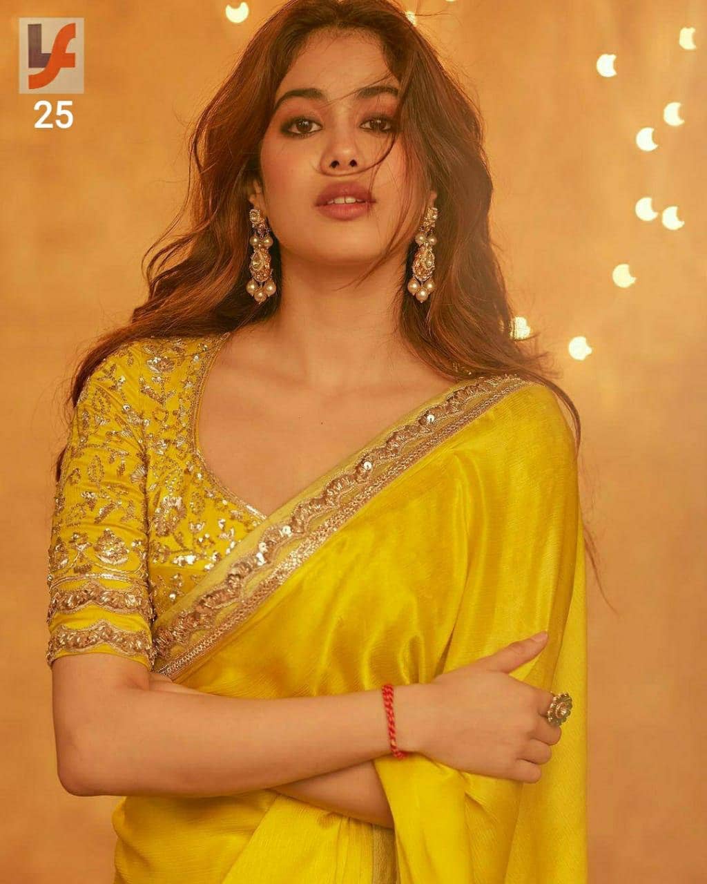 Huge Manish Malhotra inspired, Jhanvi kapoor bright yellow saree, with embroidered unstiched blouse, super trendy saree for haldi ceremony,