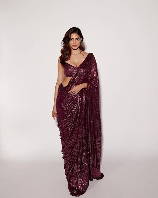 Party Wear Georgette Sequence Work Saree With Work Unstitched Blouse Bollywood Celebrity Pakistani Traditional Sari Festive Wear Saree LG