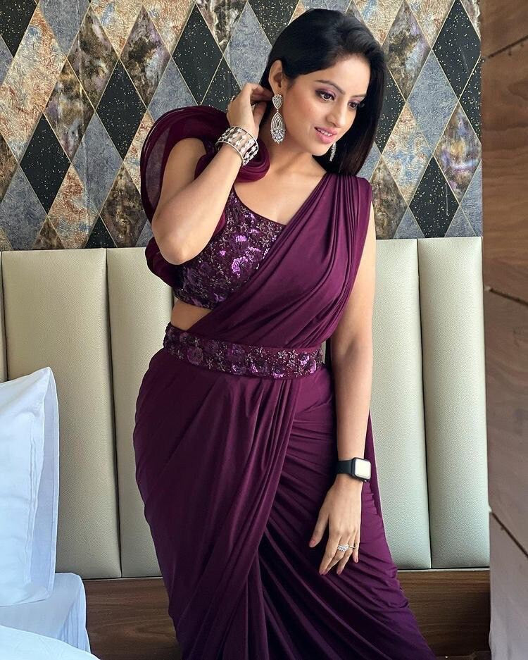 Elegant Satin Silk Saree with Sequins Embroidery Work Blouse and Waist Belt |Manish malhotra | Sabyasachi