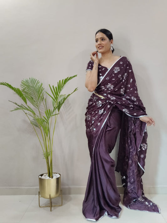 Indian|Pakistani Festival Women Red saree Embroidery Work Black Saree| Bollywood Black saree Kadva technique Beautiful Black Saree For Women