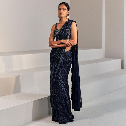Georgette sequence work saree Latest Beautiful weeding wear saree