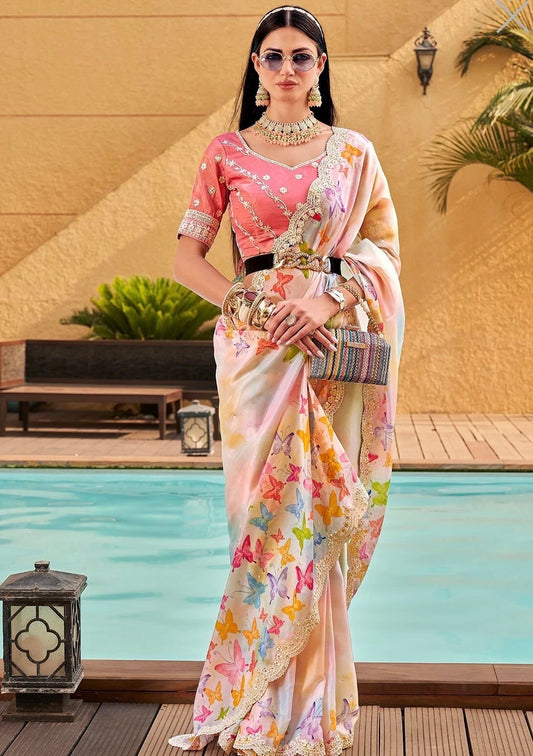 Multicolor Designer saree. Indian seque Saree Running Blouse sarees Party Wear Wedding Bridal Sari Gifts for Her Women Clothing