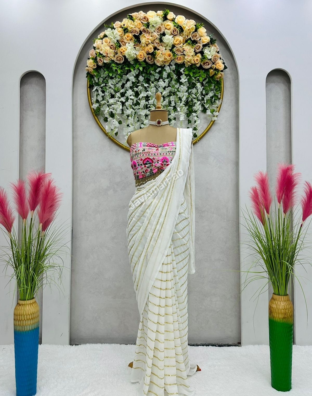 White Butterfly Saree With Sequence Work Saree, Wedding Wear Saree, Party Wear Saree, Designer Saree, indian outfits