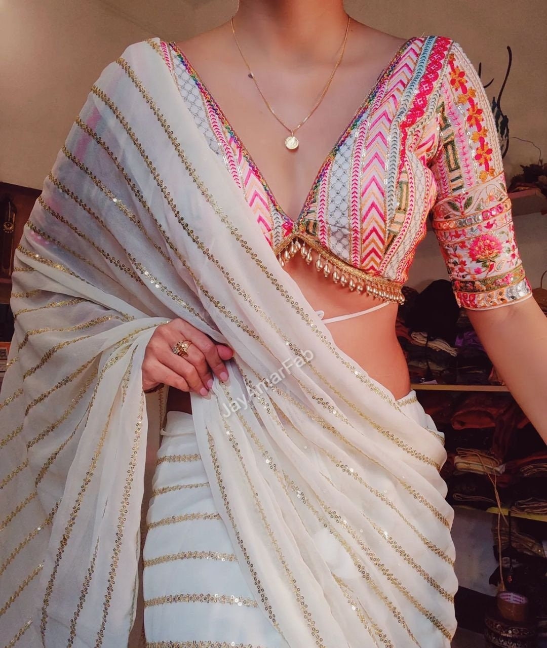 White Butterfly Saree With Sequence Work Saree, Wedding Wear Saree, Party Wear Saree, Designer Saree, indian outfits
