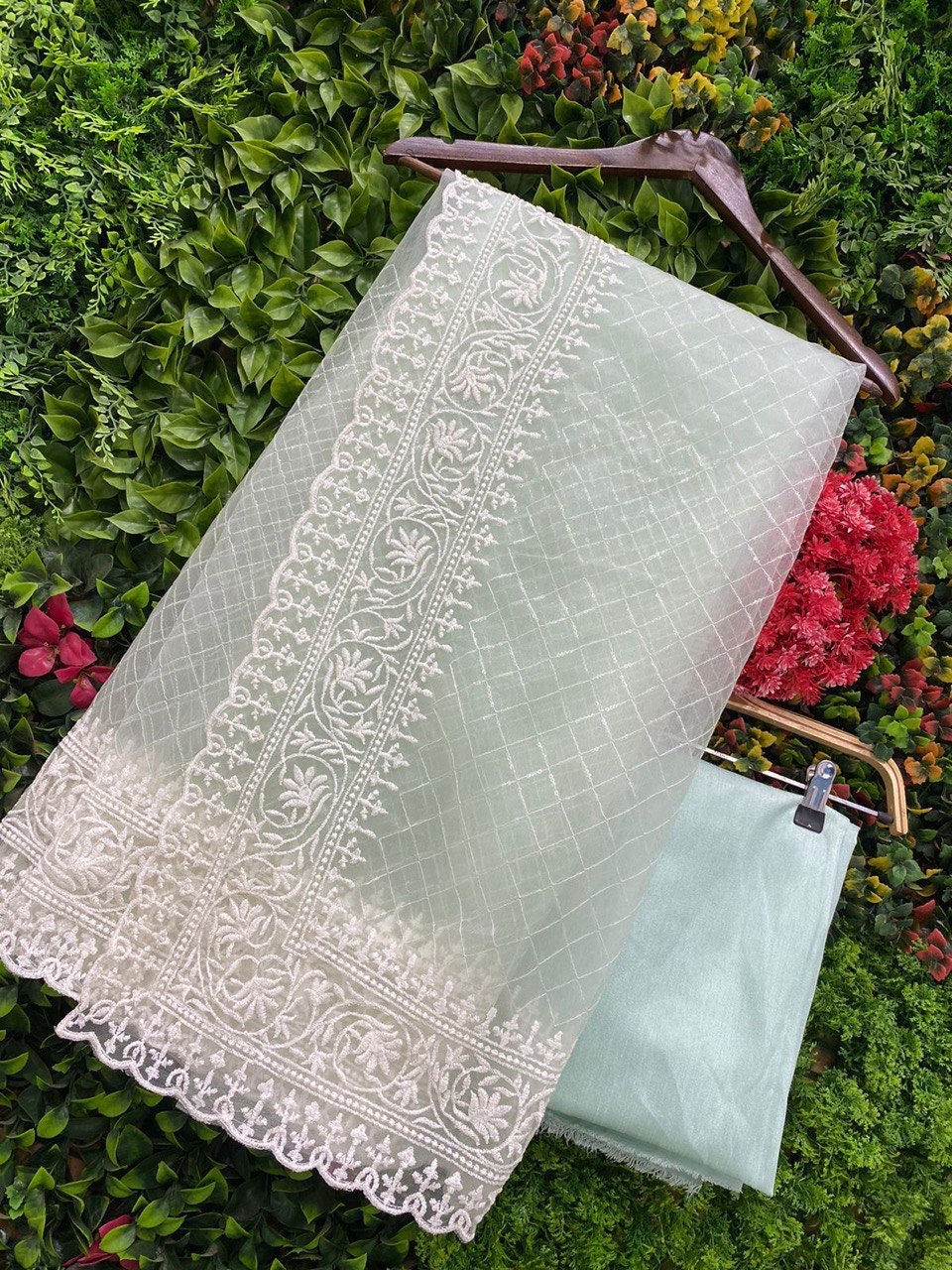 White Net Saree With Embroidery Cut Work Saree,