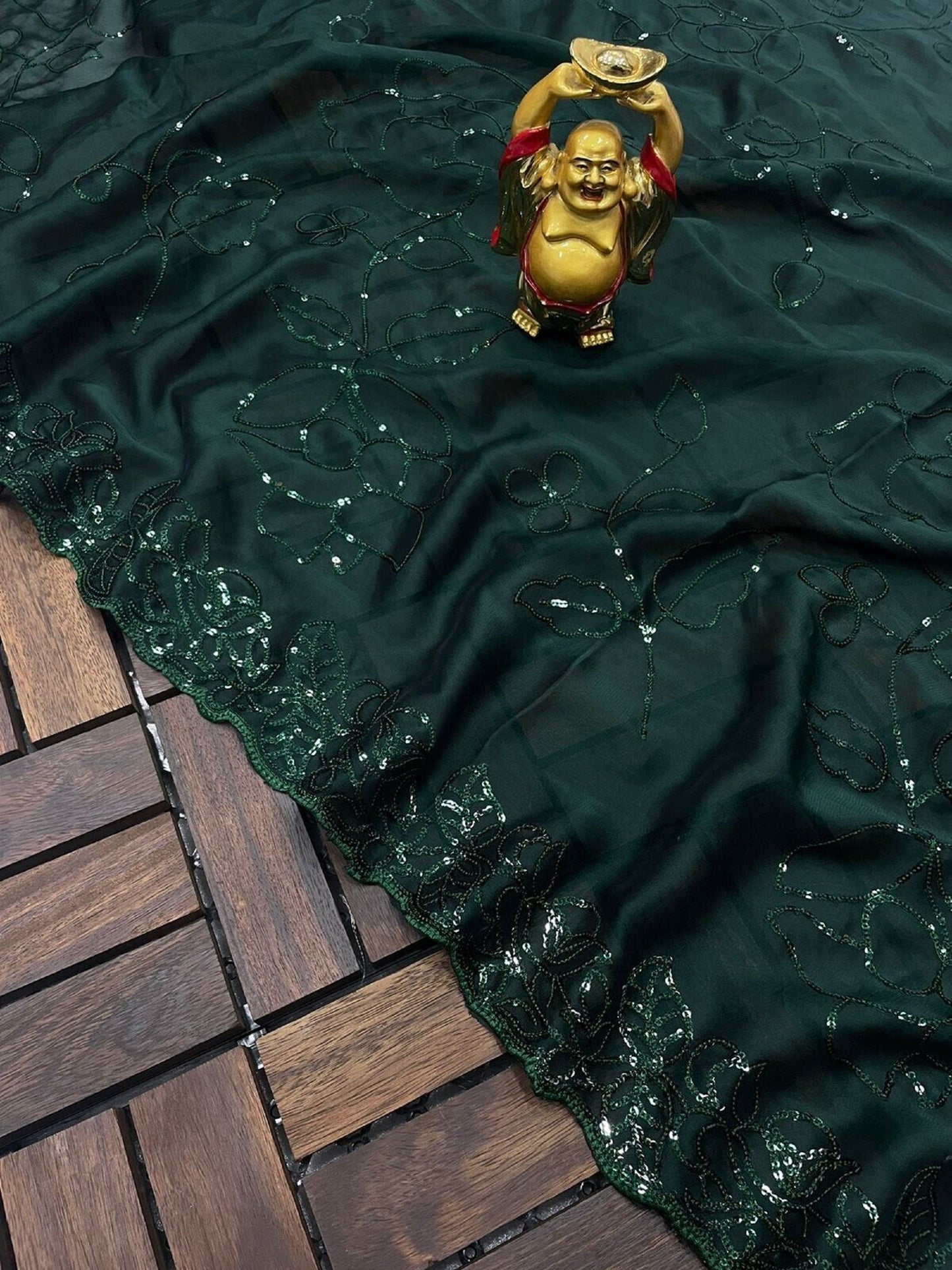 Green Color Rangoli Silk With Sequence Work Saree For Women, Cocktail Look Saree Blouse, 31st Party Wear Saree, Celebrity Wear 11-PC20