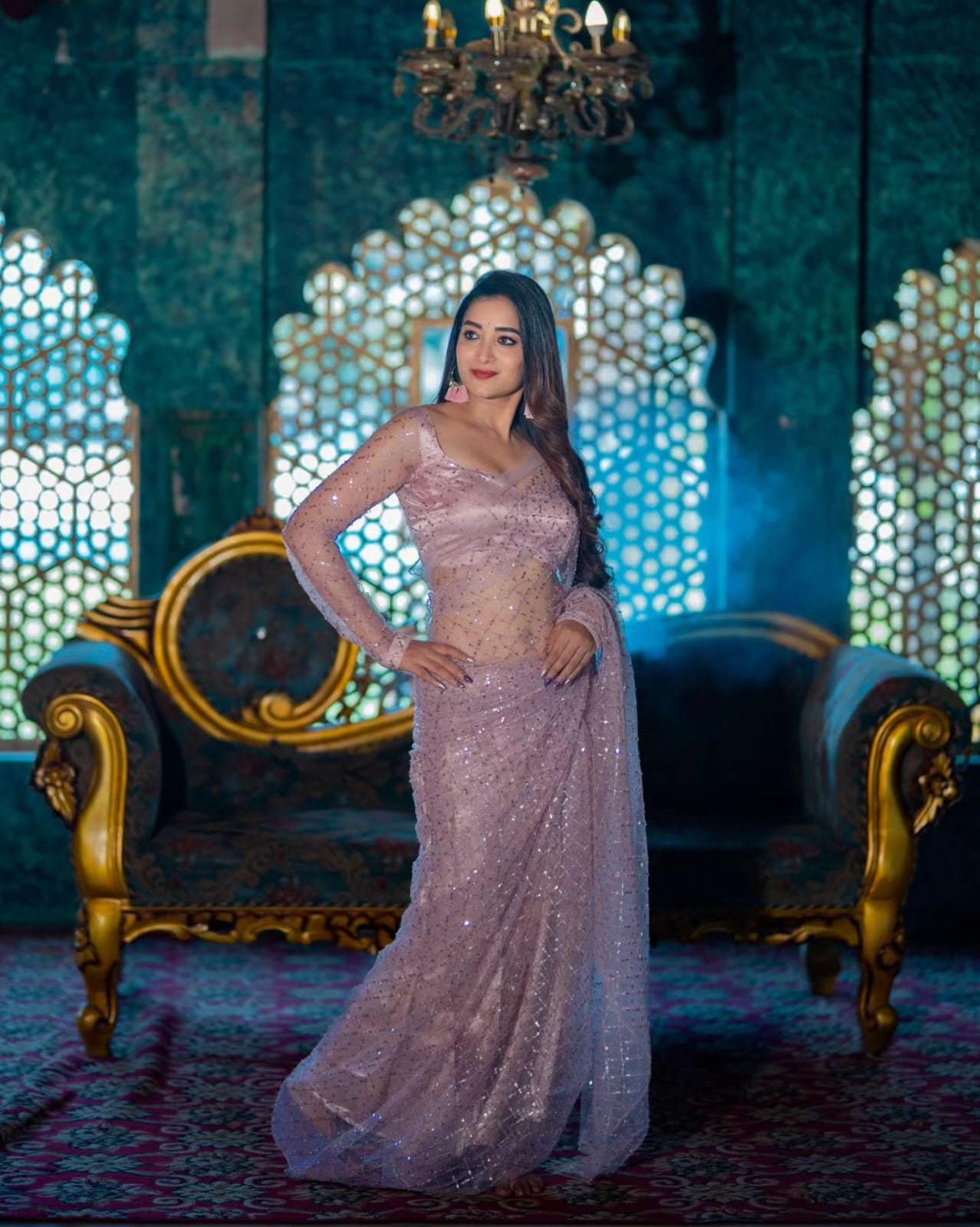 Onion Pink Color Manish Malhotra Inspired  Bollywood Sequence Net Saree, Bollywood Sequin Saree, Indian Bridesmaid Saree usa