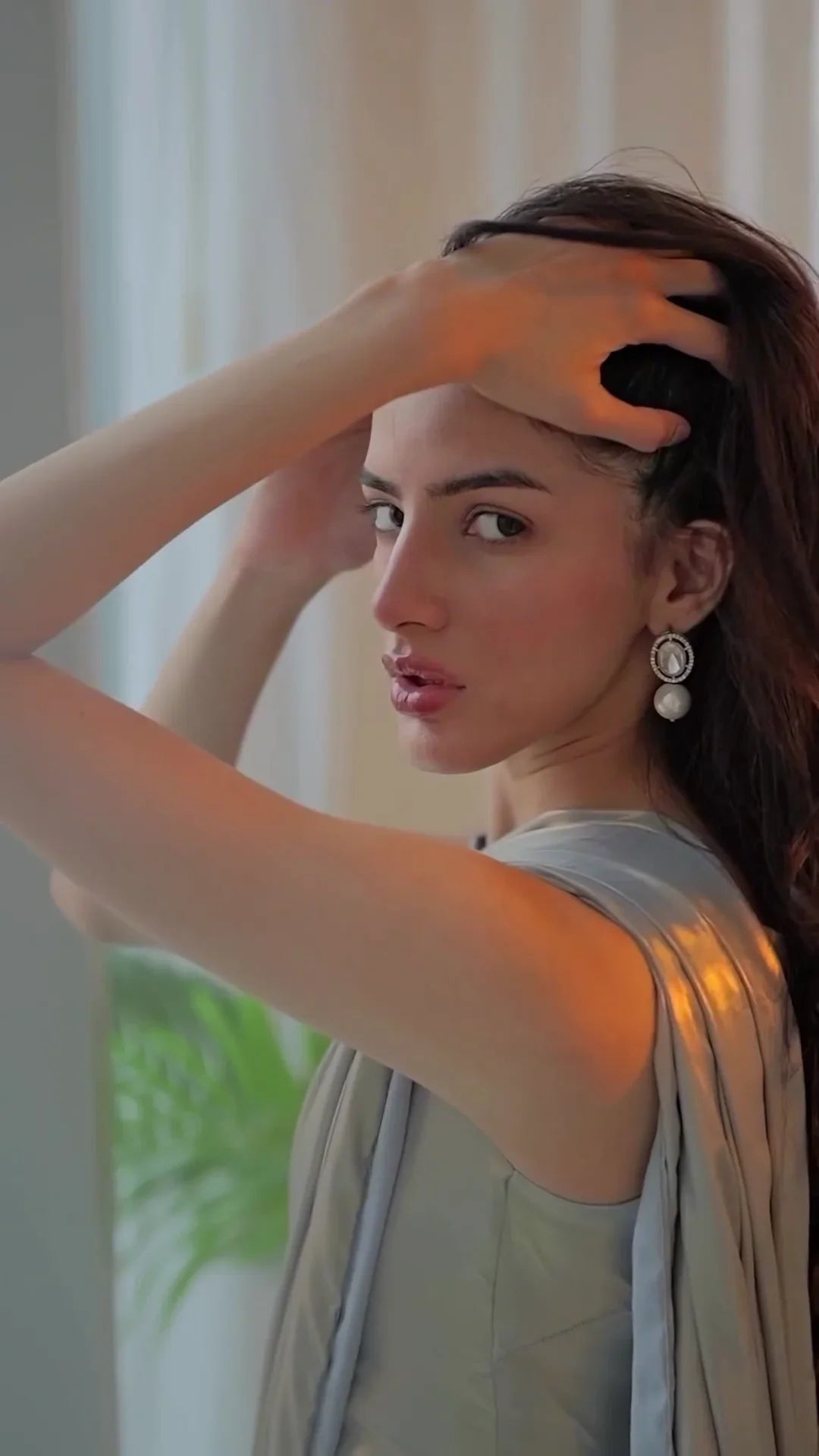 Copper Brilliance! Elevate your glamour with our Metallic Satin Saree, adorned with beads. Limited stock - Indulge in luxe elegance now! 💫✨"